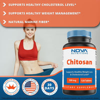 Nova Nutritions Chitosan 500 mg Tablet - Promotes Healthy Weight Management & Healthy Cholesterol Levels, 120 Count - Nova Nutritions