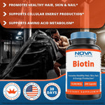 Nova Nutritions Biotin 10,000 mcg 200 Capsules - Nova Nutritions