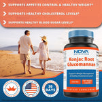 Nova Nutritions Konjac Root Glucomannan Capsules 2000 mg/Serving Veggie Caps - Promotes Regularity, Digestive Health & Healthy Weight Management, 180 Count - Nova Nutritions