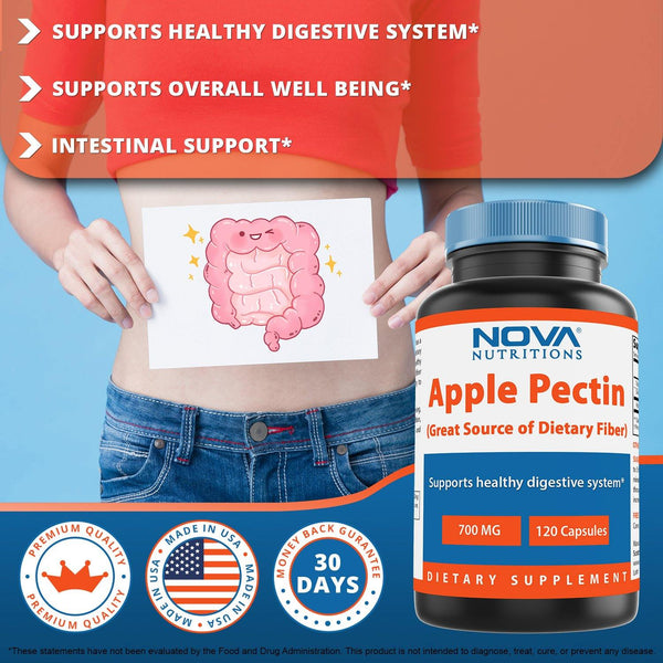 Nova Nutritions Apple Pectin 700 mg 120 Capsules - Nova Nutritions