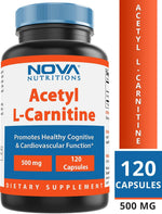 Nova Nutritions Acetyl L-Carnitine 500mg Capsules - Helps Maintain Healthy Brain Function, 120 Count - Nova Nutritions