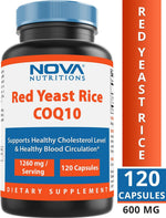 Nova Nutritions Red Yeast Rice 1200 mg. - COQ10 60 mg (Citrinin Free) for Cholesterol Support Capsules 120 ct - Nova Nutritions