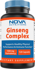 Nova Nutritions Ginseng Complex 1000 mg capsule - Made with Red Chinese Ginseng, Panax Ginseng, Eleuthero Root & American Ginseng, 120 Count