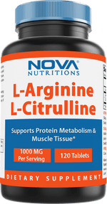 Nova Nutritions L-Arginine L-Citrulline 1000mg - Promotes Muscle Relaxation - 120 Tablets - Nova Nutritions