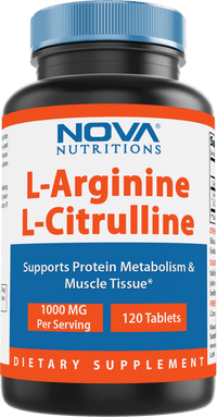 Nova Nutritions L-Arginine L-Citrulline 1000mg - Promotes Muscle Relaxation - 120 Tablets - Nova Nutritions