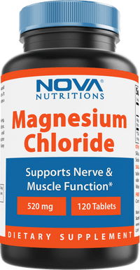 Nova Nutritions Magnesium Chloride 520mg - Supports Healthy Nervous System - 120 Tablets - Nova Nutritions