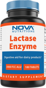 Nova Nutritions Lactase Enzyme 3000 FCC ALU 180 Tablets - Nova Nutritions