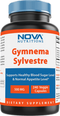Nova Nutritions Gymnema Sylvestre 500mg Veggie Capsules for Healthy Glucose Metabolism & Craving, 240 Count