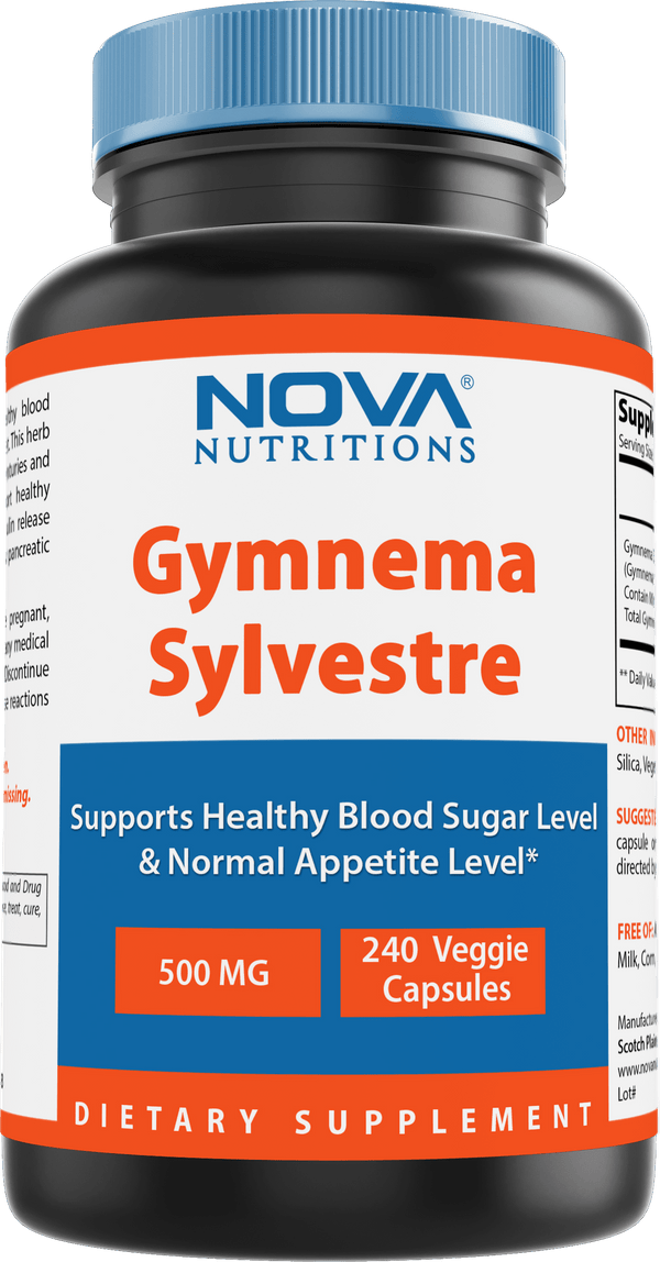 Nova Nutritions Gymnema Sylvestre 500mg Veggie Capsules for Healthy Glucose Metabolism & Craving, 240 Count - Nova Nutritions