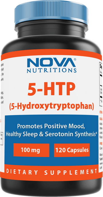 Nova Nutritions 5-HTP 100 mg 120 Capsules - Promotes Positive Mood & Restful Sleep