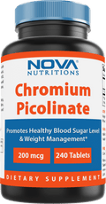 Nova Nutritions Chromium Picolinate 200mcg 240 Tablets - Chromium Promotes Healthy Glucose Metabolism