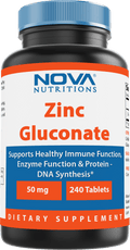 Nova Nutritions Zinc Gluconate 50mg, Supports Healthy Immune Function, 240 Tablets