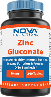 Nova Nutritions Zinc Gluconate 50mg, Supports Healthy Immune Function, 240 Tablets - Nova Nutritions