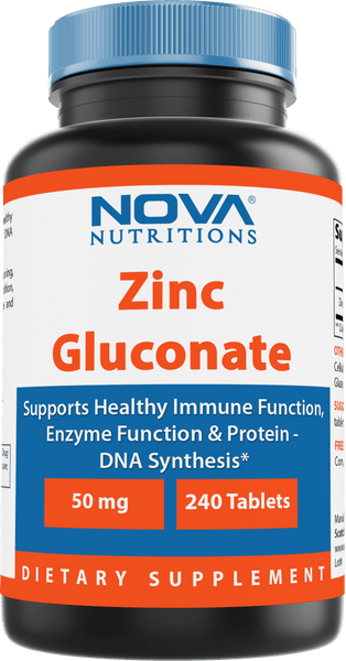 Nova Nutritions Zinc Gluconate 50mg, Supports Healthy Immune Function