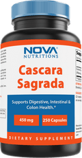Nova Nutritions Cascara Sagrada Capsules - 450mg - All Natural Laxative - 250 Capsules