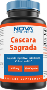Nova Nutritions Cascara Sagrada Capsules - 450mg - All Natural Laxative - 250 Capsules - Nova Nutritions