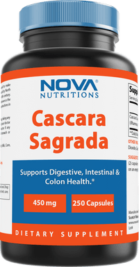 Nova Nutritions Cascara Sagrada Capsules - 450mg - All Natural Laxative - 250 Capsules - Nova Nutritions