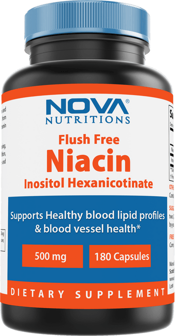 Nova Nutritions Flush Free Niacin Inositol Hexanicotinate 500 mg 180 Capsules