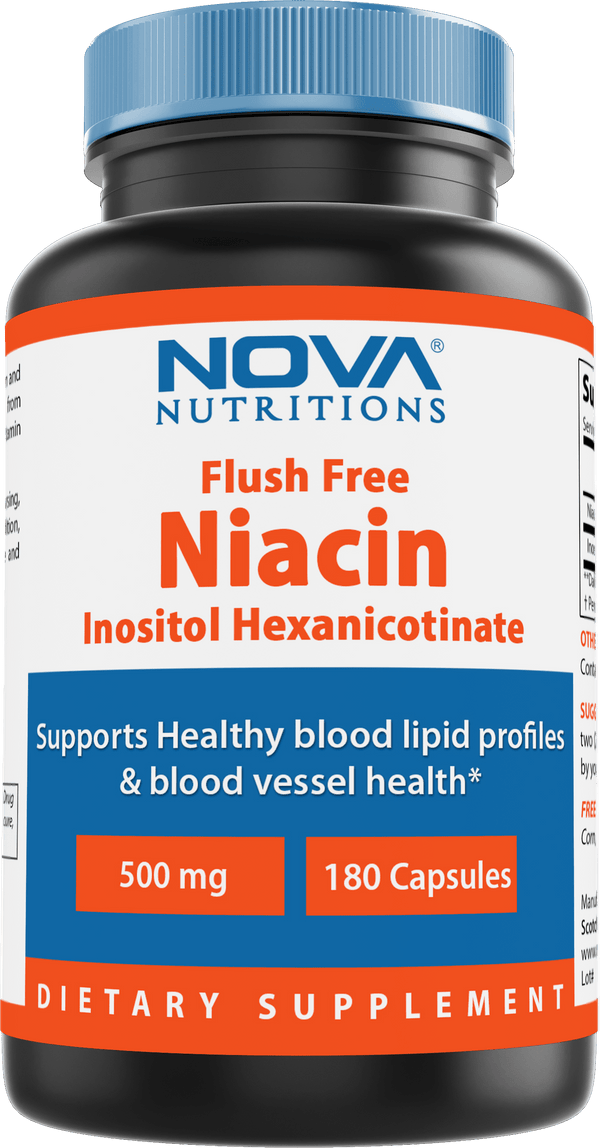 Nova Nutritions Flush Free Niacin Inositol Hexanicotinate 500 mg 180 Capsules - Nova Nutritions