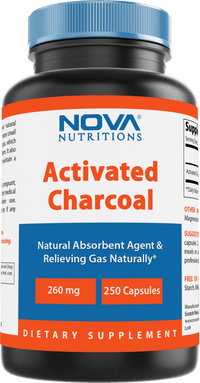 Nova Nutritions Activated Charcoal 260mg - 250 Capsules - Nova Nutritions