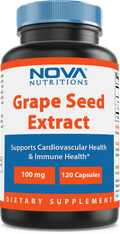 Nova Nutritions Grape Seed Extract 100 mg (Non-GMO) 120 Capsules - 95% Proanthocyanidins