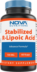 Nova Nutritions R-Lipoic Acid 100mg Veggie Capsule - R Alpha Lipoic Acid Maintains healthy blood sugar level - 60 Count