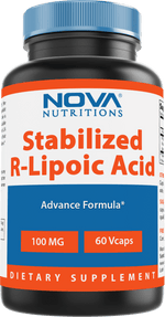 Nova Nutritions R-Lipoic Acid 100mg Veggie Capsule - R Alpha Lipoic Acid Maintains healthy blood sugar level - 60 Count - Nova Nutritions