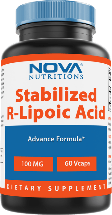 Nova Nutritions R-Lipoic Acid 100mg Veggie Capsule - R Alpha Lipoic Acid Maintains healthy blood sugar level - 60 Count