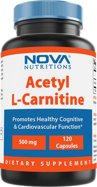 Nova Nutritions Acetyl L-Carnitine 500mg Capsules - Helps Maintain Healthy Brain Function, 120 Count - Nova Nutritions