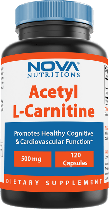 Nova Nutritions Acetyl L-Carnitine 500mg Capsules - Helps Maintain Healthy Brain Function, 120 Count