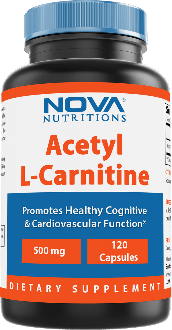 Nova Nutritions Acetyl L-Carnitine 500mg Capsules - Helps Maintain Healthy Brain Function, 120 Count - Nova Nutritions