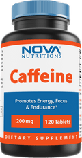 Nova Nutritions Caffeine 200 mg 120 Tablets - uncoated tablet