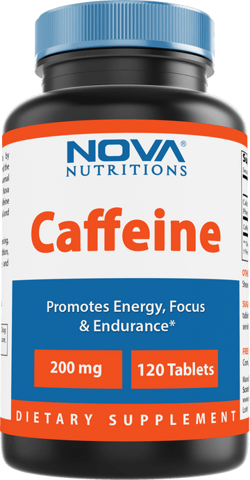 Nova Nutritions Caffeine 200 mg 120 Tablets - uncoated tablet