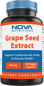 Nova Nutritions Grape Seed Extract Capsules 400 mg - Minimum 95% Proanthocyanidins, Vegan, Non-GMO and All Natural - 120 Count - Nova Nutritions