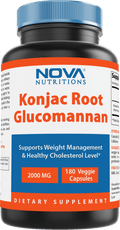 Nova Nutritions Konjac Root Glucomannan Capsules 2000 mg/Serving Veggie Caps - Promotes Regularity, Digestive Health & Healthy Weight Management, 180 Count