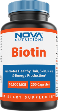 Nova Nutritions Biotin 10,000 mcg 200 Capsules - Nova Nutritions