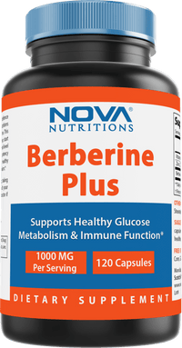 Nova Nutritions Berberine Plus 1000 mg per Serving (Non-GMO) 120 Capsules - Promotes Healthy Blood Sugar Level - Nova Nutritions