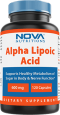 Nova Nutritions Alpha Lipoic Acid ALA 600 mg (Non-GMO) for Healthy Blood Sugar Support & Antioxidant Support, 120 Capsules