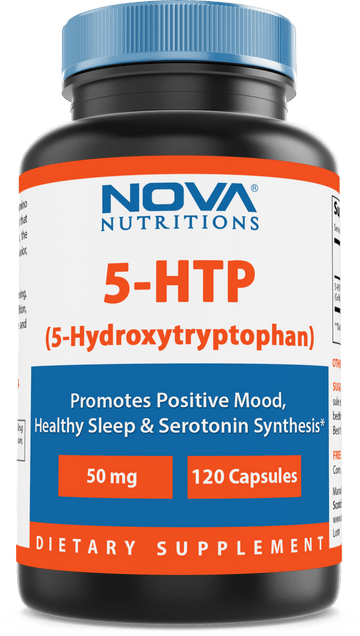 Nova Nutritions 5-HTP 50 mg 120 Capsules, 5 HTP Capsules Supports Relaxation & restful Sleep
