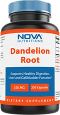 Nova Nutritions Dandelion Root Capsules 520mg, Supports Healthy Digestion, Live & Gallbladder Function, 250 Count
