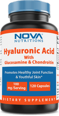 Nova Nutritions Hyaluronic Acid 100mg/serving - Promotes Youthful Skin & Healthy Joint Function 120 Capsules