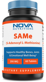 Nova Nutritions Same (S-Adenosylmethionine) 200mg - Promotes Positive Mood and Joint Comfort - (Genuine Same Supplement has Typical Smell of Naturally Occurring Sulfur in it), 60 Tablets - Nova Nutritions