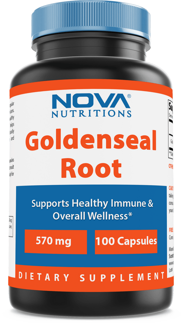 Nova Nutritions Goldenseal Root 570mg (Non-GMO) Capsules, Promotes Healthy Immune & Overall Wellness, 100 Count - Nova Nutritions