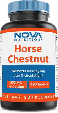 Nova Nutritions Horse Chestnut Seed Extract 300 mg (Non-GMO) Tablets Naturally Contains Aescin Which Promotes Healthy Leg Vein & Circulation 180 Count - Nova Nutritions