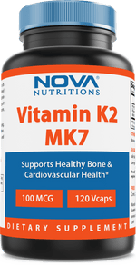 Nova Nutritions Vitamin K2 MK7 100 mcg 120 Veggie Capsules - Nova Nutritions