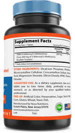Nova Nutritions Same (S-Adenosylmethionine) 200mg - Promotes Positive Mood and Joint Comfort - (Genuine Same Supplement has Typical Smell of Naturally Occurring Sulfur in it), 60 Tablets - Nova Nutritions