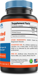 Nova Nutritions Activated Charcoal 260mg - 250 Capsules - Nova Nutritions