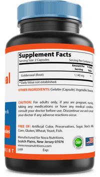 Nova Nutritions Goldenseal Root 570mg (Non-GMO) Capsules, Promotes Healthy Immune & Overall Wellness, 100 Count - Nova Nutritions