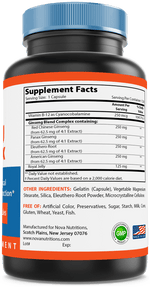 Nova Nutritions Ginseng Complex 1000 mg capsule - Made with Red Chinese Ginseng, Panax Ginseng, Eleuthero Root & American Ginseng, 120 Count - Nova Nutritions
