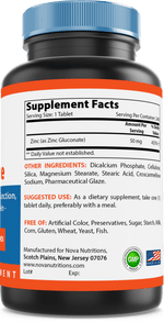 Nova Nutritions Zinc Gluconate 50mg, Supports Healthy Immune Function, 240 Tablets - Nova Nutritions